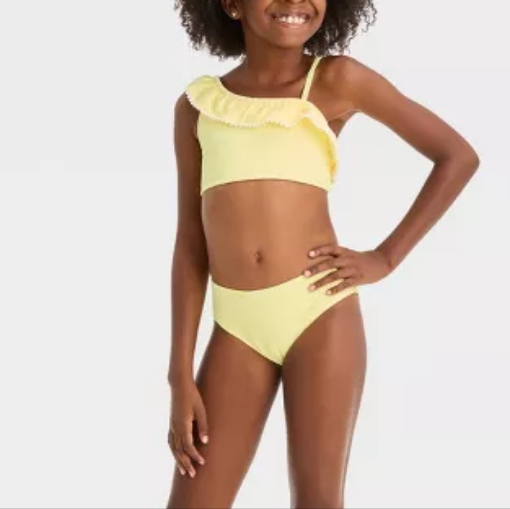 Girls' Sassy In Seersucker Bikini Bottom Only - Cat & Jack Yellow Medium 8